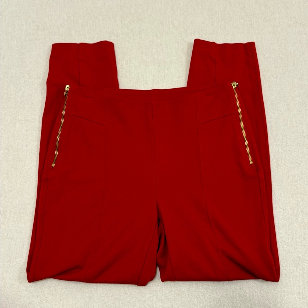 INC International Concepts Red Skinny Pants Zipper Detail Size 8 - Picture 3 of 8